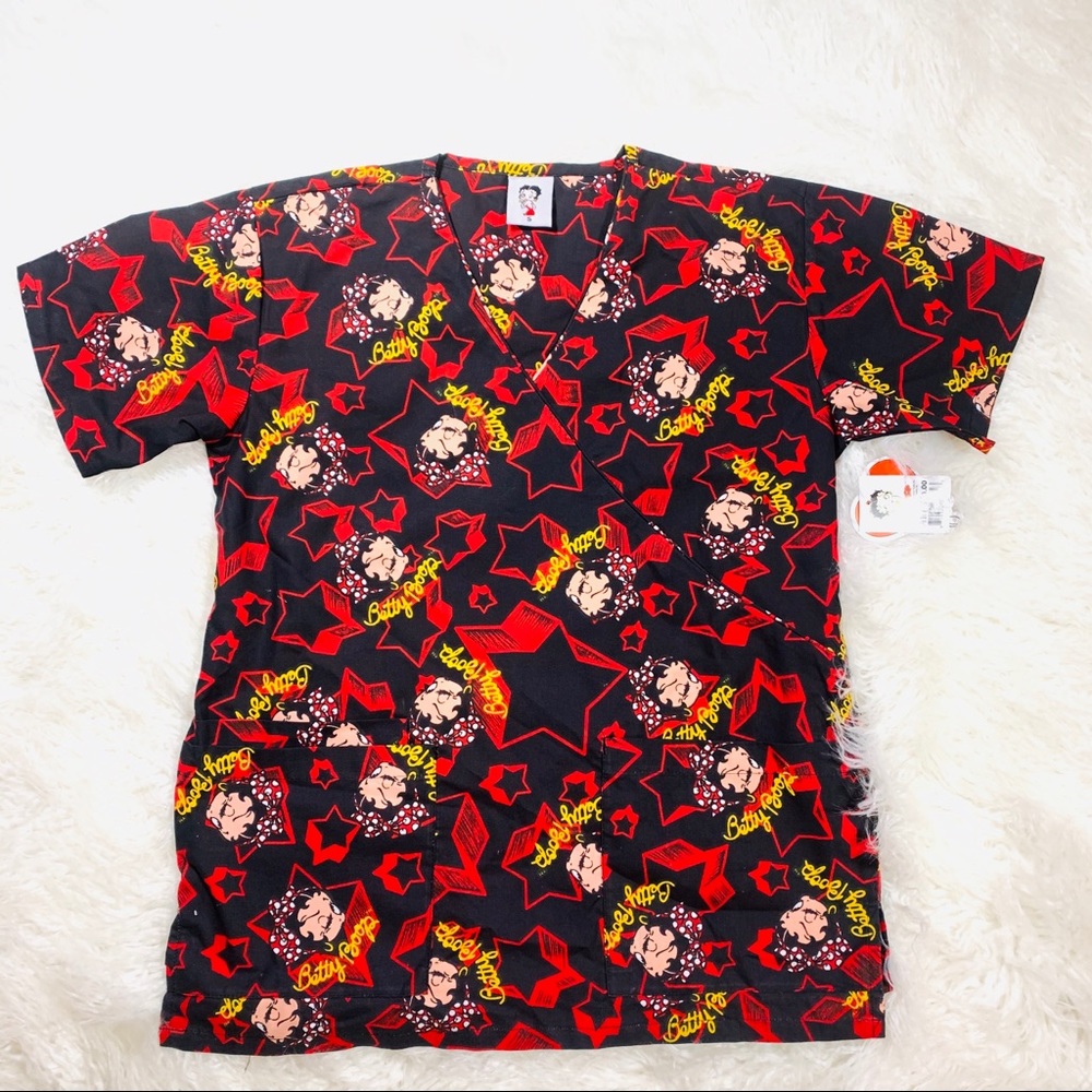 Betty Boop Women’s Scrub Stars Black/Red Size S